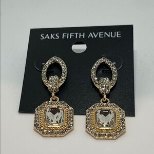 Saks Fifth Avenue Crystal Gold Earrings